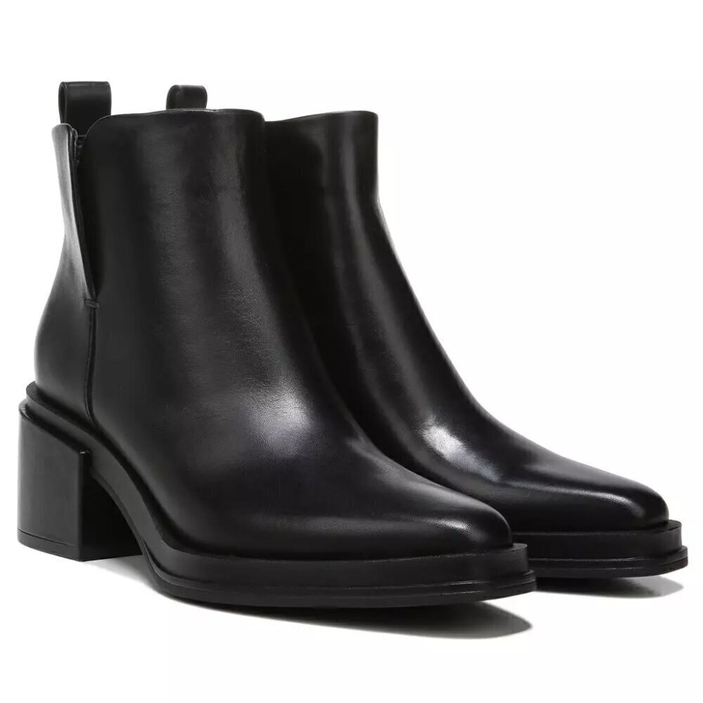 Franco Sarto Dalden Booties Black Leather Square Toe Ankle Boots Shoes Size 10M